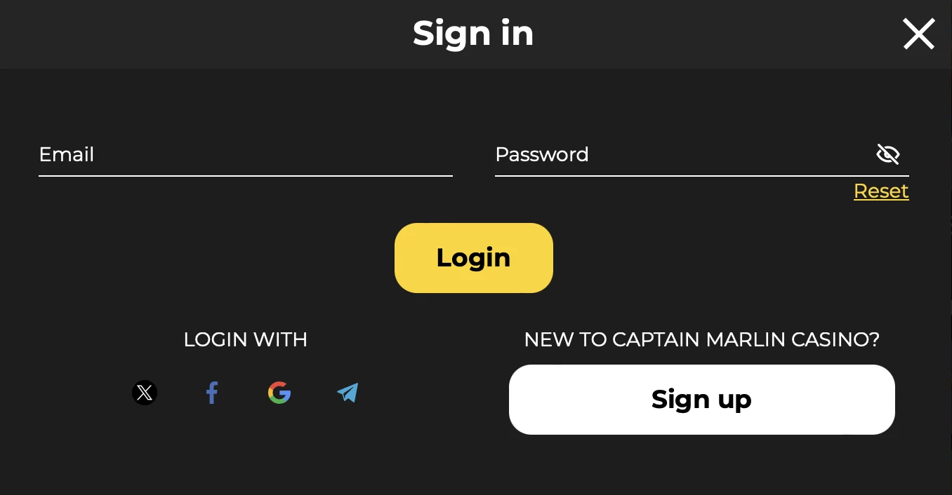 Captain Marlin Casino Sign up