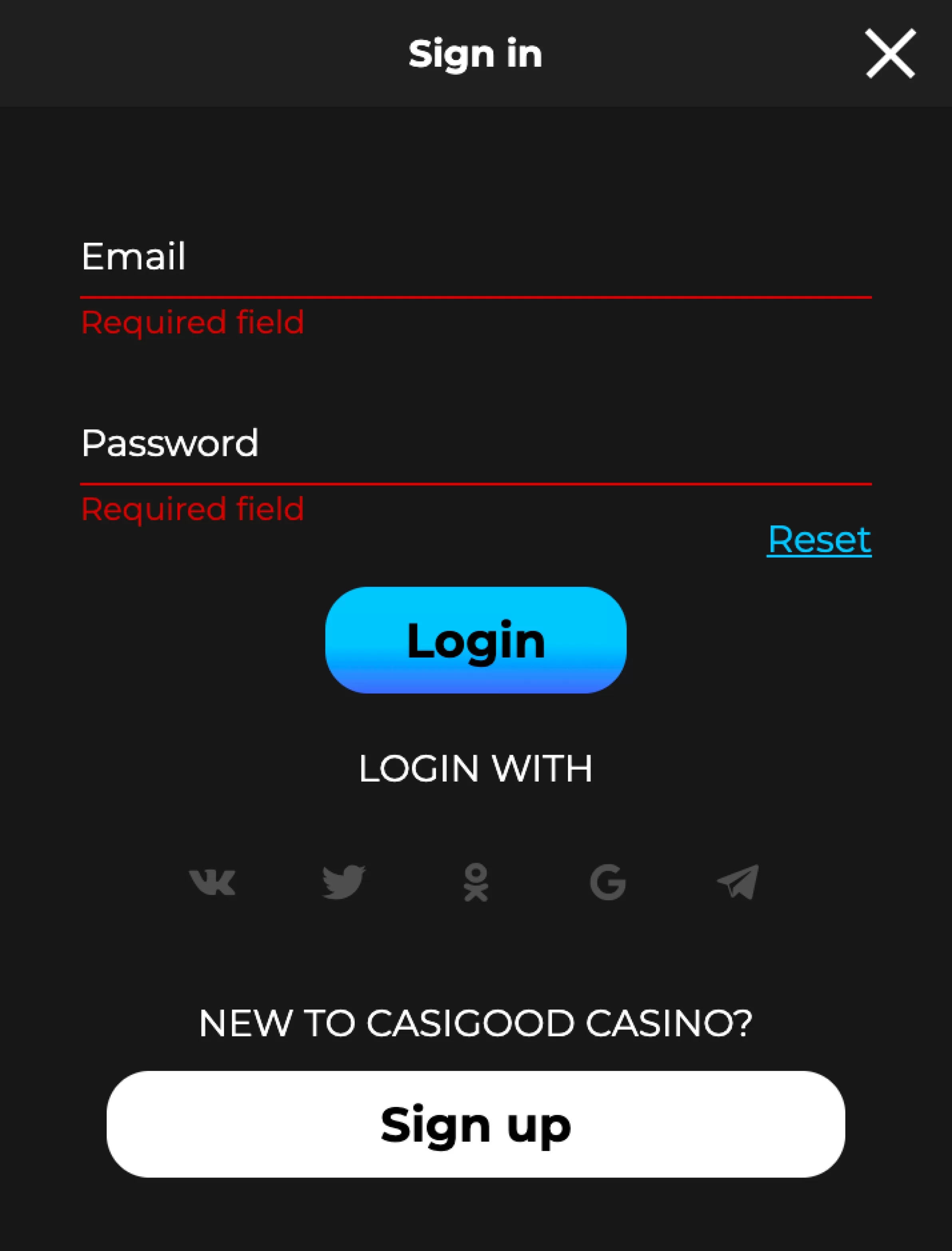 Casigood Casino Sign up