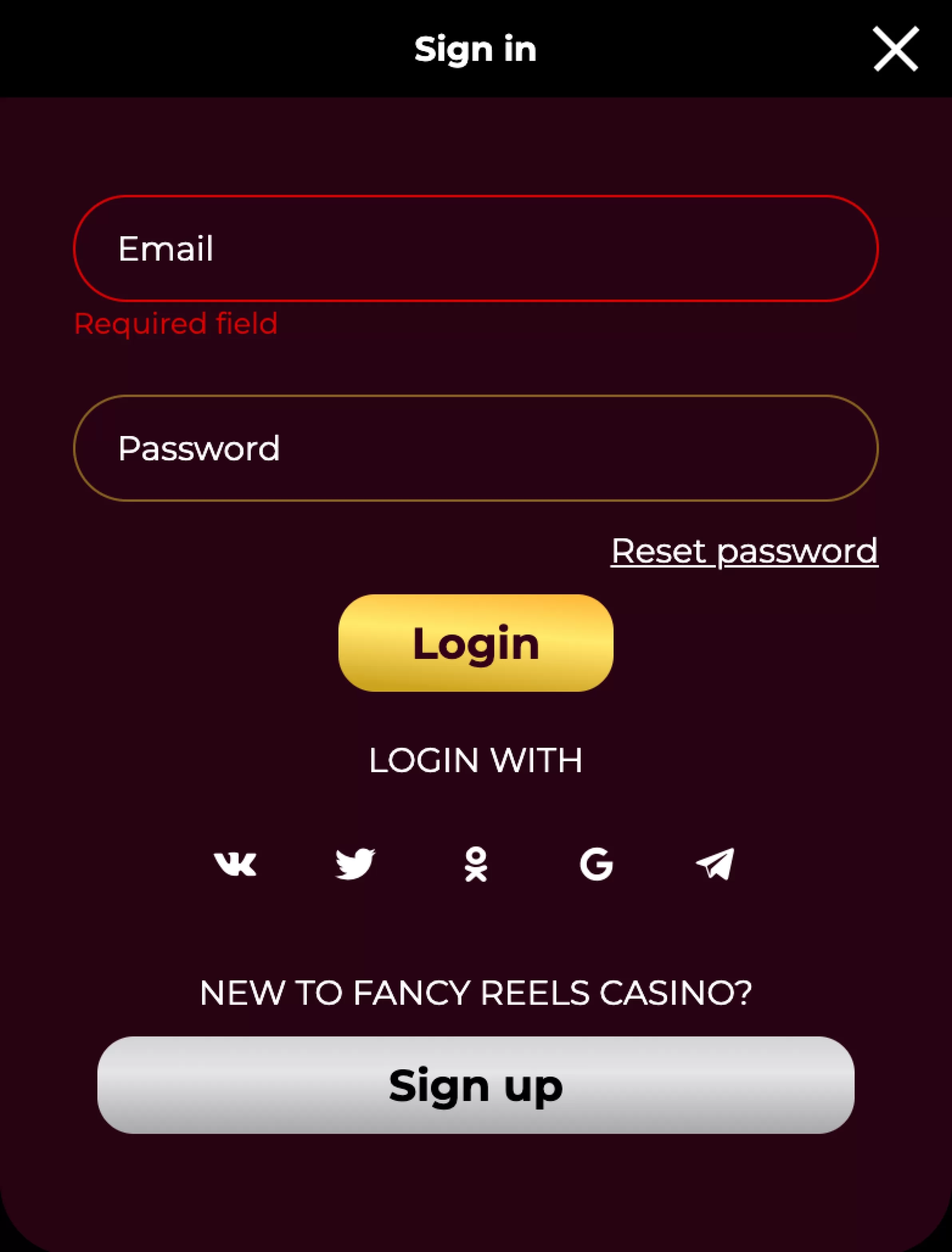 Fancy Reels Casino Sign up