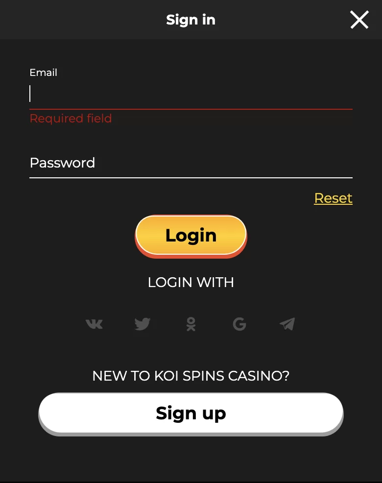 Koi Spins Casino Sign up