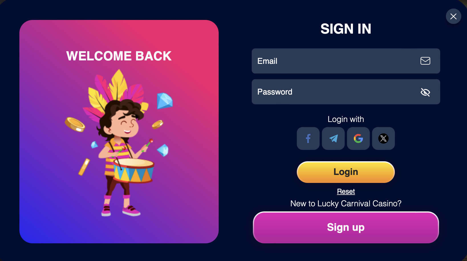 Lucky Carnival Casino Sign Up