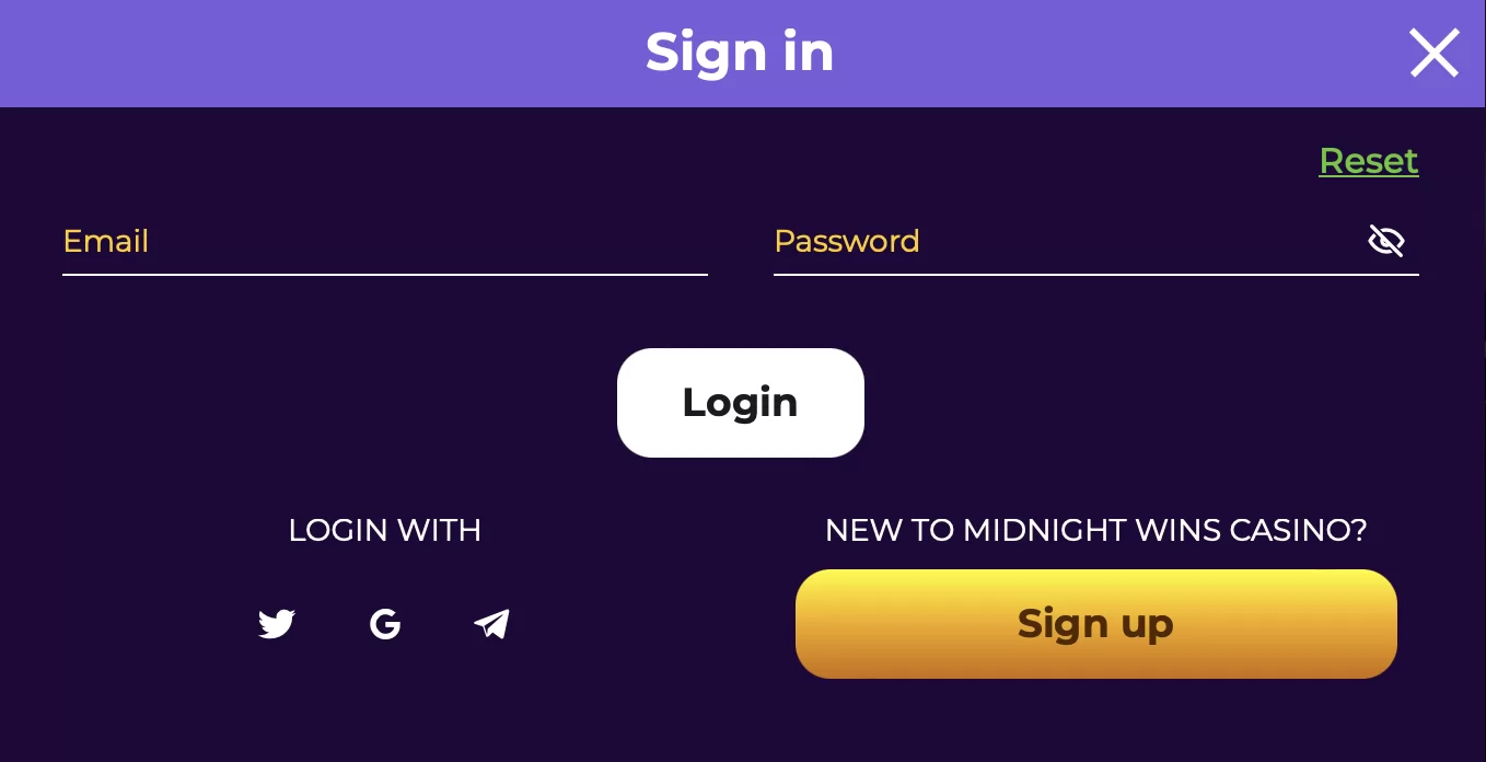 Midnight Wins Casino Sign up