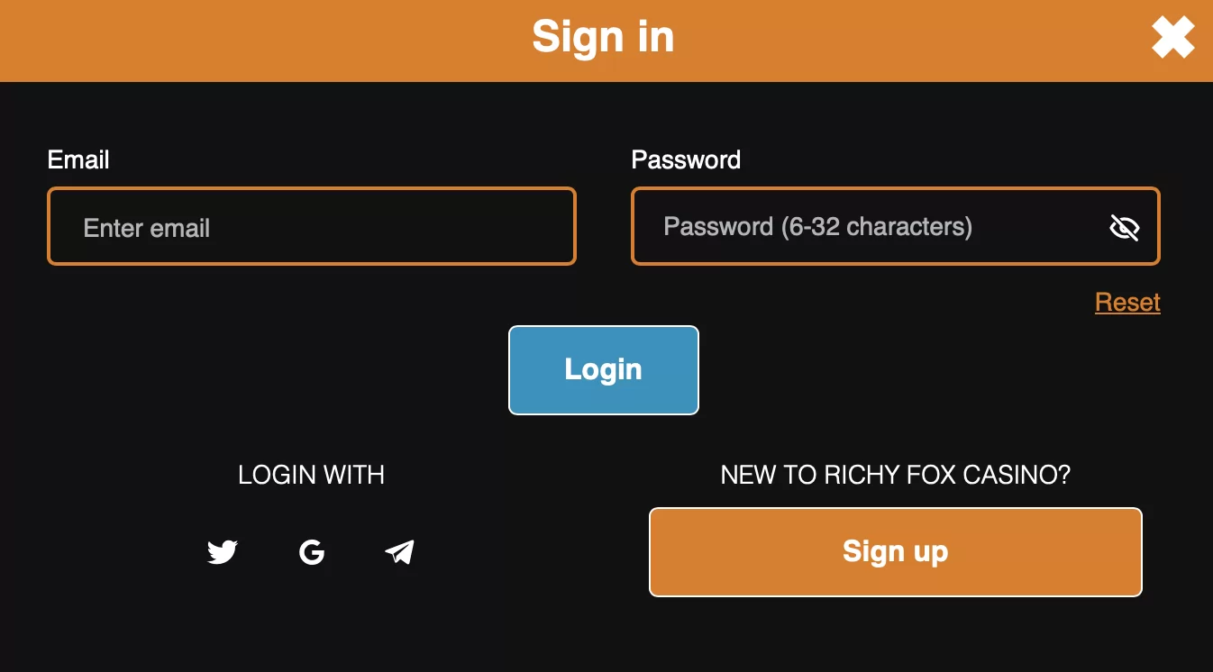 Richy Fox Casino Sign up