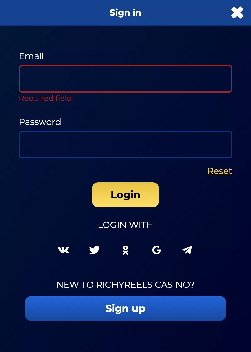 Richy Reels Casino Sign Up