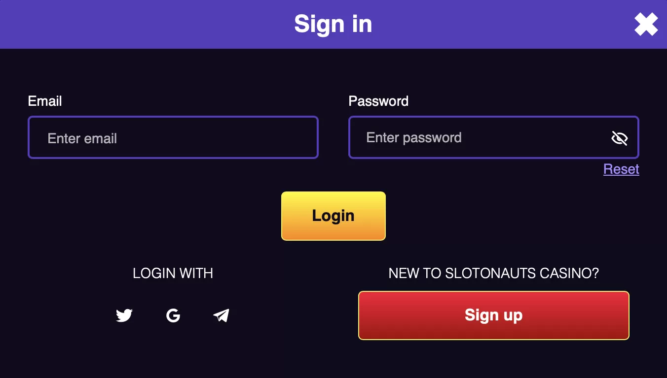 Slotonauts Casino Sign up