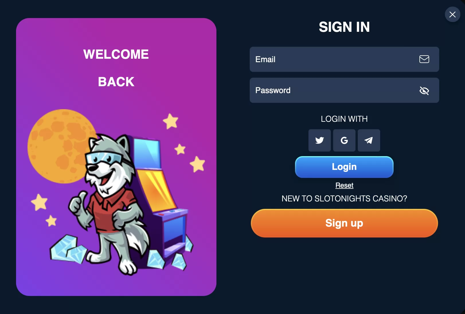 Sloto Nights Casino Sign up