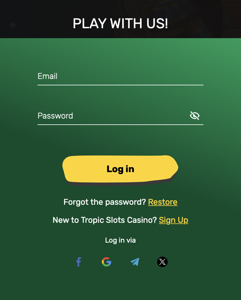 Tropic Slots Casino Sign up